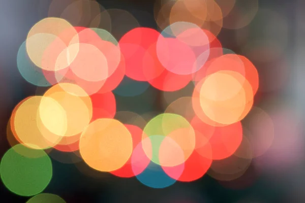 Abstract Bokeh Kerstboom Kleur Lichten Met Zachte Donkere Achtergrond — Stockfoto