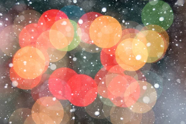 Abstraktes Bokeh Weihnachtsbaum Farblicht Mit Weichem Dunklem Hintergrund — Stockfoto