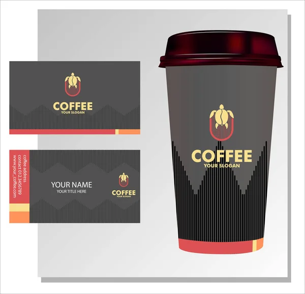 Coffee Turtle Logo Cup Business Card Template — Stock Vector
