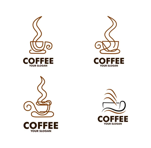 Café Café Logo Paquete Línea Arte — Vector de stock