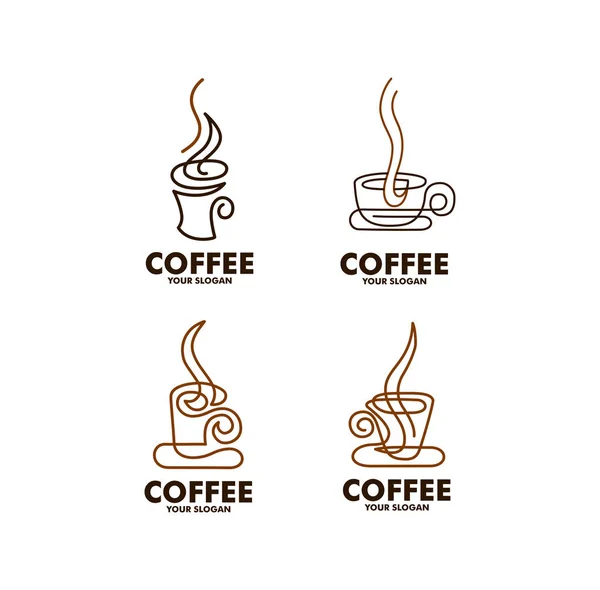 Café Café Pacote Logotipo Linha Arte — Vetor de Stock