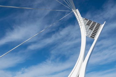 Pescara, Abruzzo, İtalya 'daki Flaiano Köprüsü' nün yapısal görüntüsü