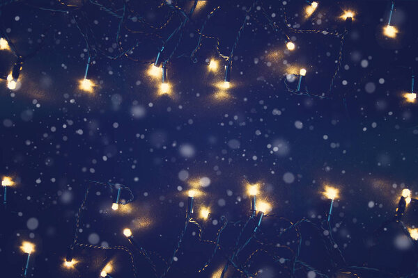 Christmas lights background. Merry christmas background. Old wood texture