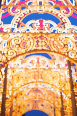 De-odaklı soyut Chrismas ışıklar arka plan, bokeh olay çıkaran stil bulanıklık