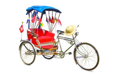 Thailand tricycle, Vintage old style decorated with flag of Thailand and Asean on isolated white background. clipart