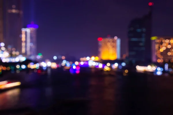 Noite Crepúsculo Embaçado Luz Bokeh Centro Bangkok Abstrato Fundo — Fotografia de Stock