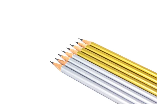 Silver Gold Pencil Isolated Pure White Background — Stock Photo, Image