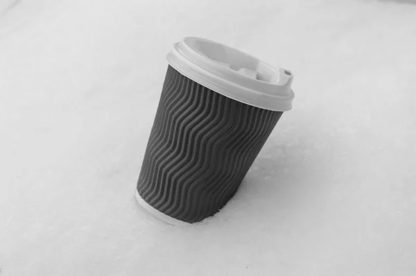 Szklanka Kawy Biały Śnieg — Zdjęcie stockowe