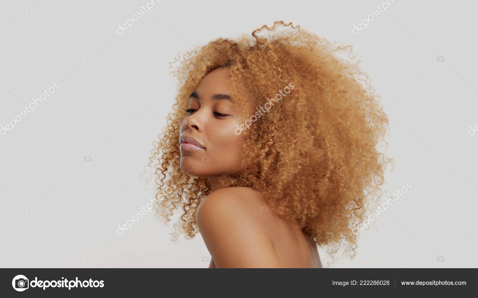 Mixed race black blonde model with curly hair Stock Photo by ©kazzakova 222286028 Mixed race black blonde model with curly hair Stock Photo by ©kazzakova 222286028
