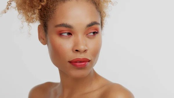 Mixed race black blonde model with curly hair — Stock Photo, Image