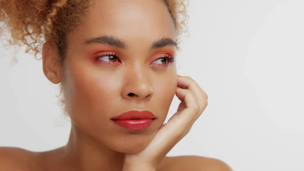 Mixed race black blonde model with curly hair — Stock Photo, Image