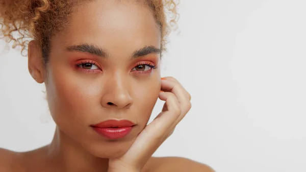 Mixed race black blonde model with curly hair — Stock Photo, Image