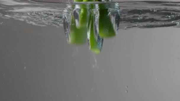 Hojas de aloe cayeron en el agua — Vídeos de Stock