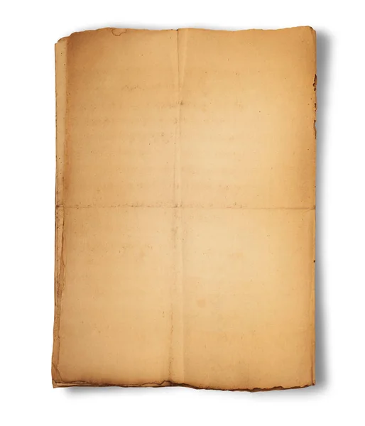 Beyaz Arkaplanda Izole Edilmiş Eski Kağıt Sayfası — Stok fotoğraf