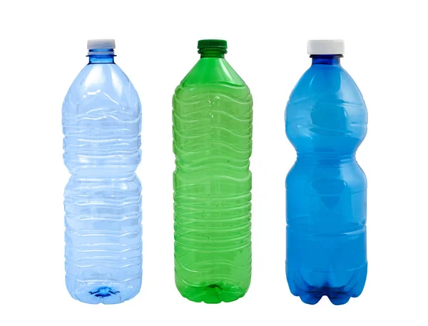 Plastikflaschen Isoliert Auf Weißem Hintergrund — Stockfoto