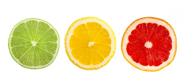 Citrusfélék Szeletek Elszigetelt Fehér Background — Stock Fotó
