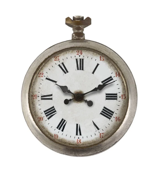 Oud Zakhorloge Geïsoleerd Witte Achtergrond — Stockfoto