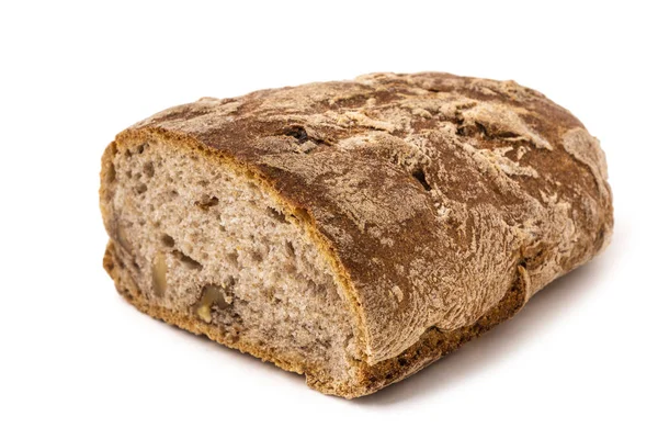 Brood Met Walnoten Isoalted Witte Achtergrond — Stockfoto