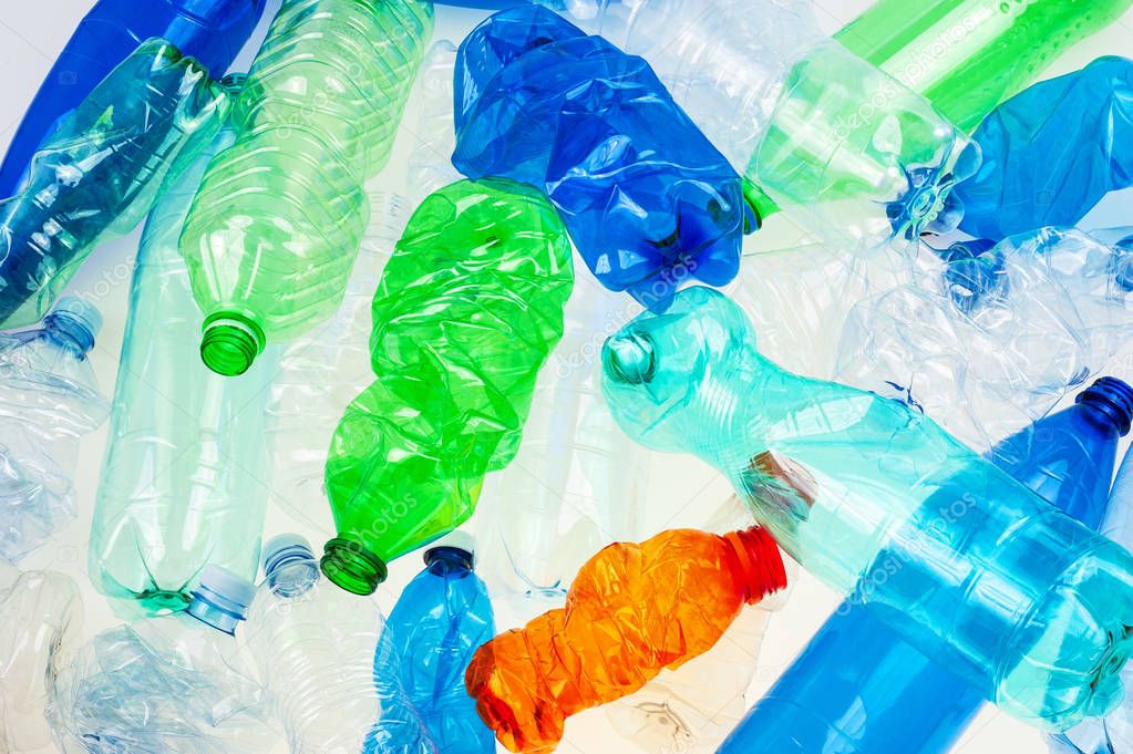 Squashed plastic bottles