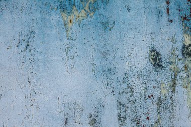Grunge paslı metal doku, mavi oksitlenmiş metal arka plan. Eski metal demir panel. Mavi metalik paslı yüzey. Sac dokusuna oksidasyon ve korozyona eğilimli. Grunge tarzı dokulu arka plan