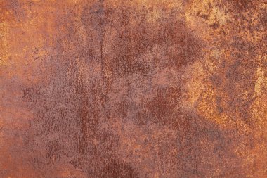 Paslı sarı-kırmızı desenli metal yüzey. Metal levhanın dokusu oksitlenme ve aşınmaya eğilimlidir. Grunge Biçiminde Dokulu Arkaplan