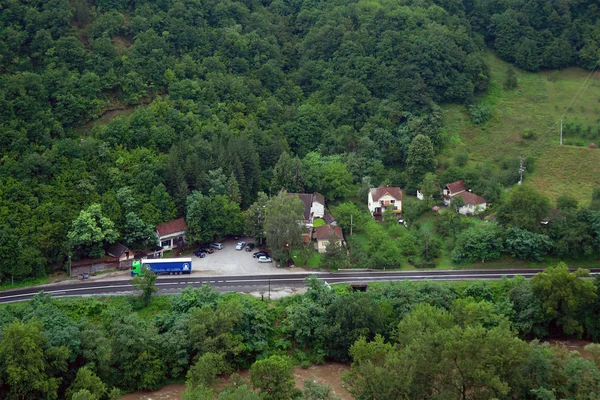 Vista Desde Castillo Maglich Autopista Ibar Casas Parada Autobús Serbia — Foto de Stock