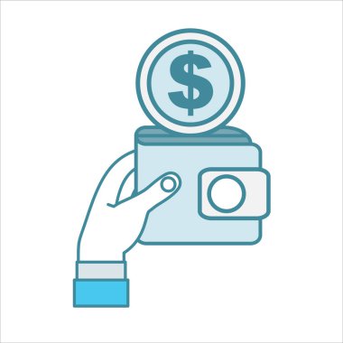 dolar sikke sadece vektör illüstrasyon ile el tutma cüzdan  