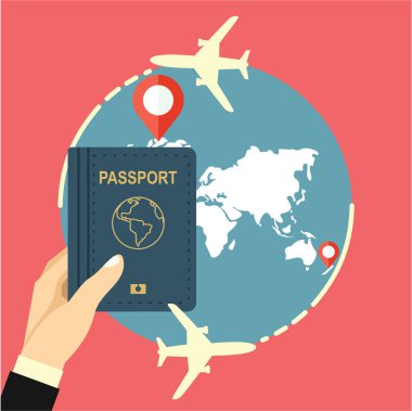 pasaport ile el sadece vektör illüstrasyon 