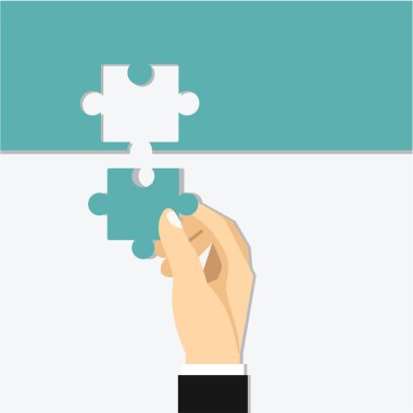 Sadece illüstrasyon el bulmaca parça vektör    