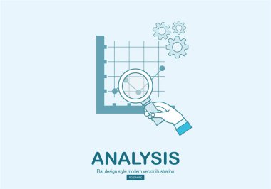 İş analizi, mali rapor, danışmanlık, takım çalışması, proje yönetimi ve geliştirme için düz tasarım illüstrasyon kavramlar.