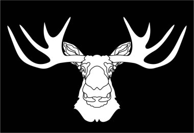 Beyaz, vektör illüstrasyon izole tek geyik