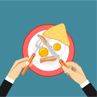 kahvaltı sadece vektör illüstrasyon  