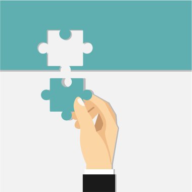 Sadece illüstrasyon el bulmaca parça vektör   