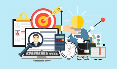 İş ağı analytics kavramı tema. Vektör çizim