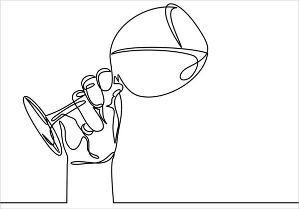 Χέρι Ένα Ποτήρι Κρασί Απλά Απεικόνιση Διάνυσμα — Διανυσματικό Αρχείο
