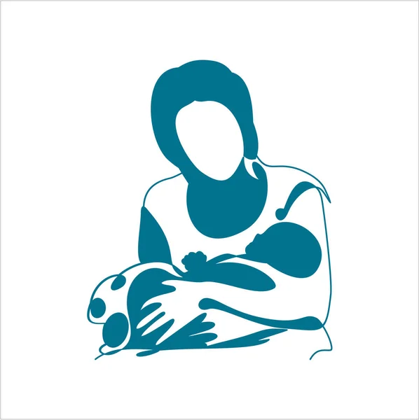 Mère Avec Enfant Illustration Vectorielle Simple — Image vectorielle