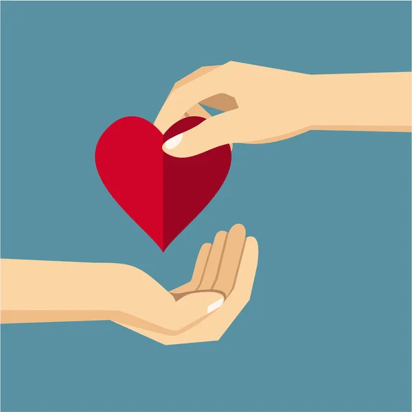 Χέρι Δίνοντας Καρδιά Απλά Διανυσματική Απεικόνιση — Διανυσματικό Αρχείο