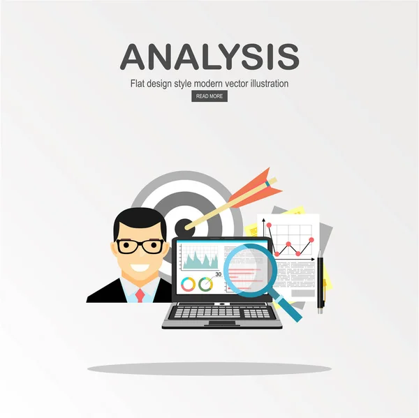 Plochý Design Koncepty Ilustrace Pro Obchodní Analýza Finanční Zprávy Poradenství — Stockový vektor
