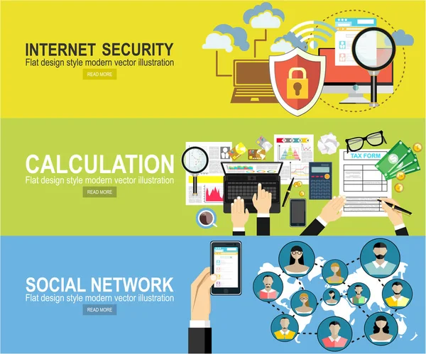 Інтернет Безпека Розрахунки Банери Соціальних Мереж Просто Векторна Ілюстрація — стоковий вектор