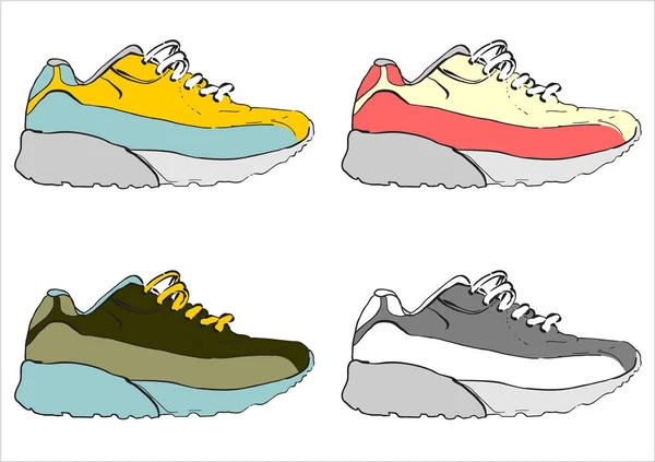 Conjunto Sapatos Simplesmente Ilustração Vetorial — Vetor de Stock