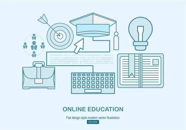 Eğitim Kavramı Düz Şık Tasarım Düz Vektör — Stok Vektör