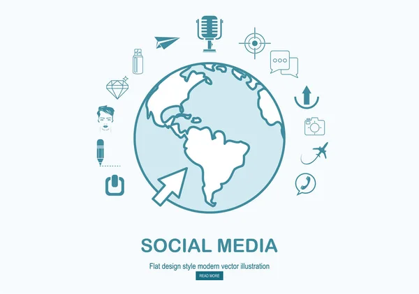 Conceito Mídia Social Para Banners Web Materiais Impressos — Vetor de Stock