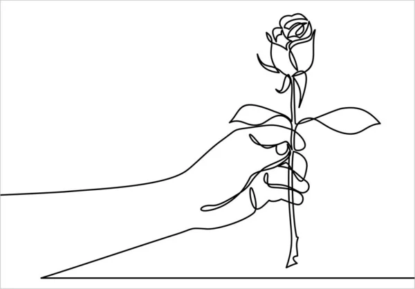 Mano Con Rosa Simplemente Vector Ilustración — Archivo Imágenes Vectoriales