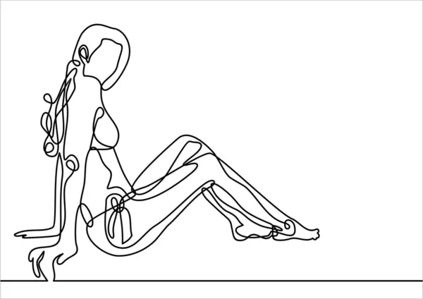 Mujer Traje Baño Posando Simplemente Vector Ilustración — Vector de stock