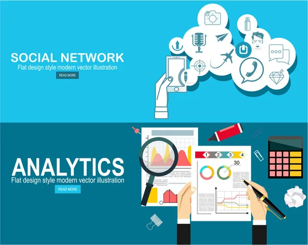 Konsep Ilustrasi Desain Yang Datar Untuk Analisis Bisnis Laporan Keuangan - Stok Vektor