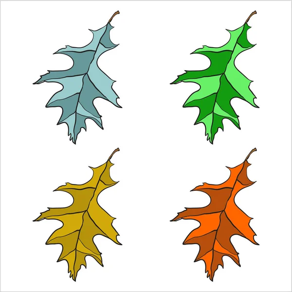 Reihe Von Blättern Einfach Vektorillustration — Stockvektor