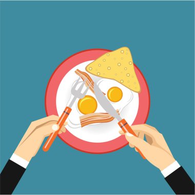 kahvaltı sadece vektör illüstrasyon   