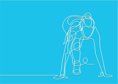 woman start to run simply vector illustration    