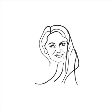 Kadın portresi basitçe vektör illüstrasyonu  