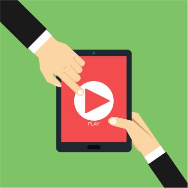 play butonu ile tablet pc sadece vektör illüstrasyon    